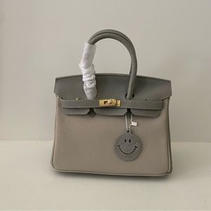 Gray Colorblock Structured 25 BK Leather Bag Lock & Key Satchel Crossbody S2/C6